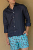 Camisa 100% Lino para Hombre - Azul Oscura